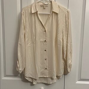 Michael Kors XL Cream Striped Button-Down Shirt